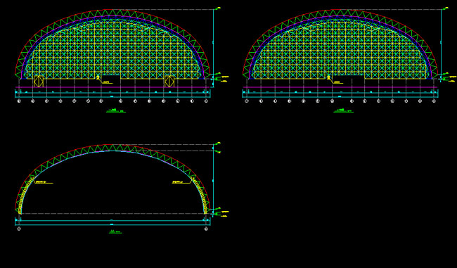 敦化跨度110米，拱高35_7米煤棚网架